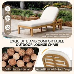 TREXM Outdoor Chaise Lounge  Premium Acacia Wood Patio Recliner