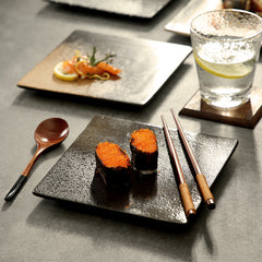 Square Plate Colored Glaze Plate Dish Barbecue Ceramic Plate
